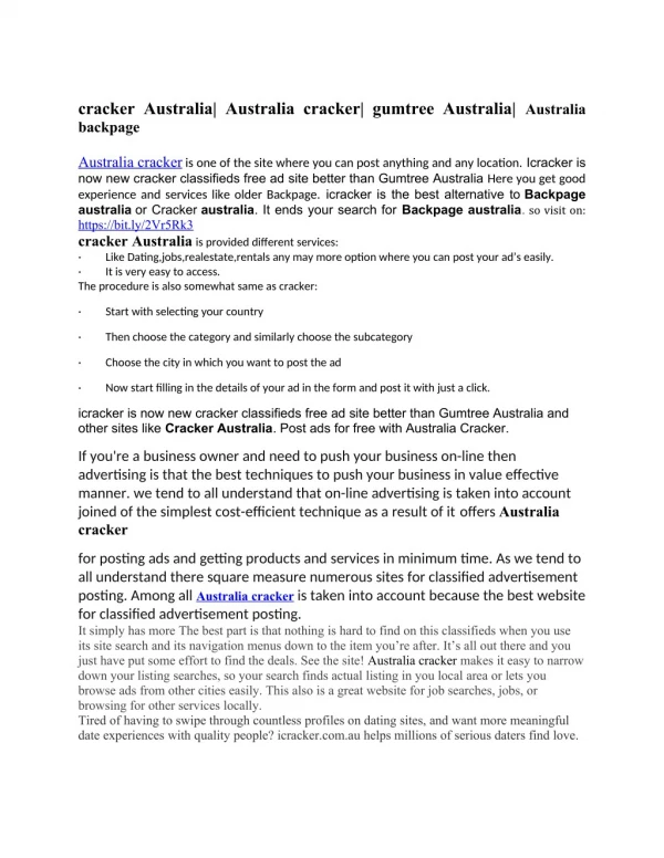 cracker Australia| Australia cracker| gumtree Australia| Australia backpage