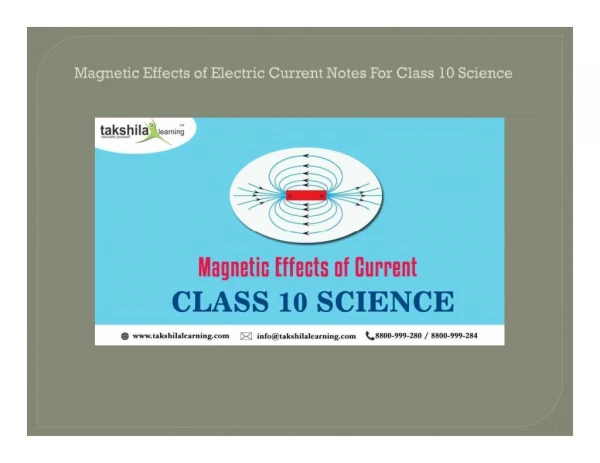 What are Magnetic Effects of Electric Current? Notes For Class 10 Science
