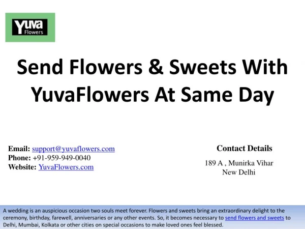 Send Flowers n Sweets With YuvaFlowers At Same Day