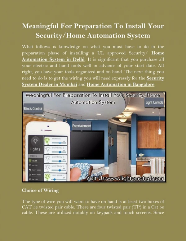 Meaningful For Preparation To Install Your Security/Home Automation System