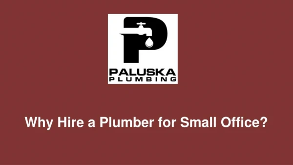 Why Hire a Plumber for Small Office?