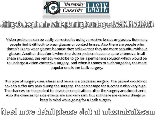 Things to keep in mind while planning to undergo a LASIK IN ARIZONA