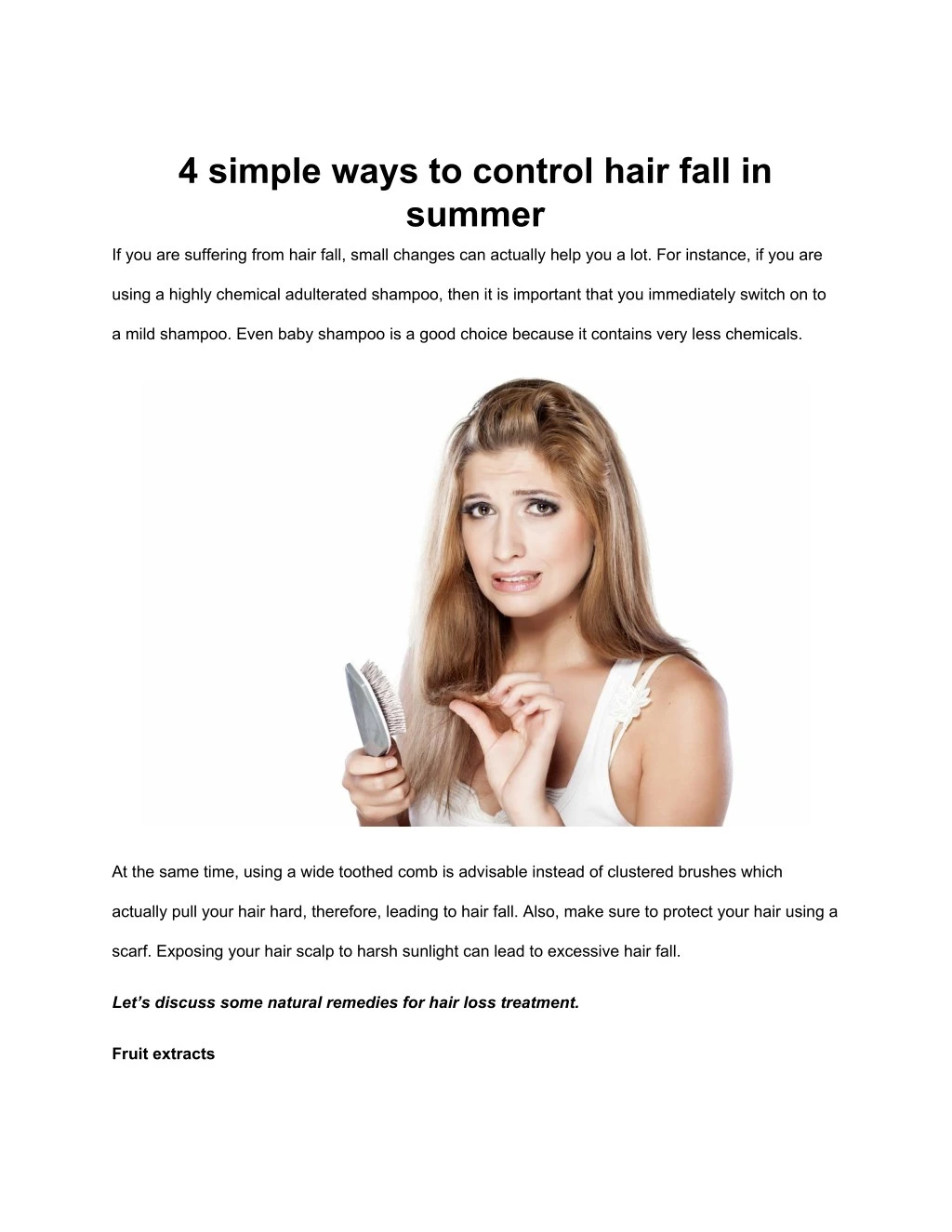 4 simple ways to control hair fall in summer