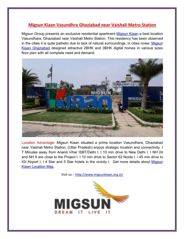Migsun Kiaan a Luxury Residency in Ghaziabad