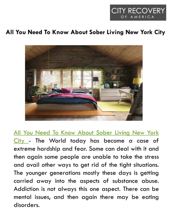 All You Need To Know About Sober Living New York City