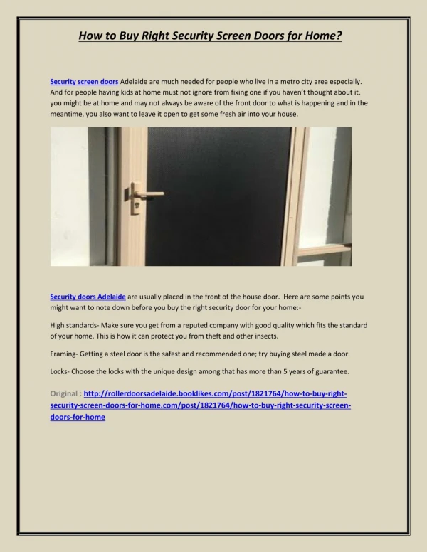 How to Buy Right Security Screen Doors for Home?