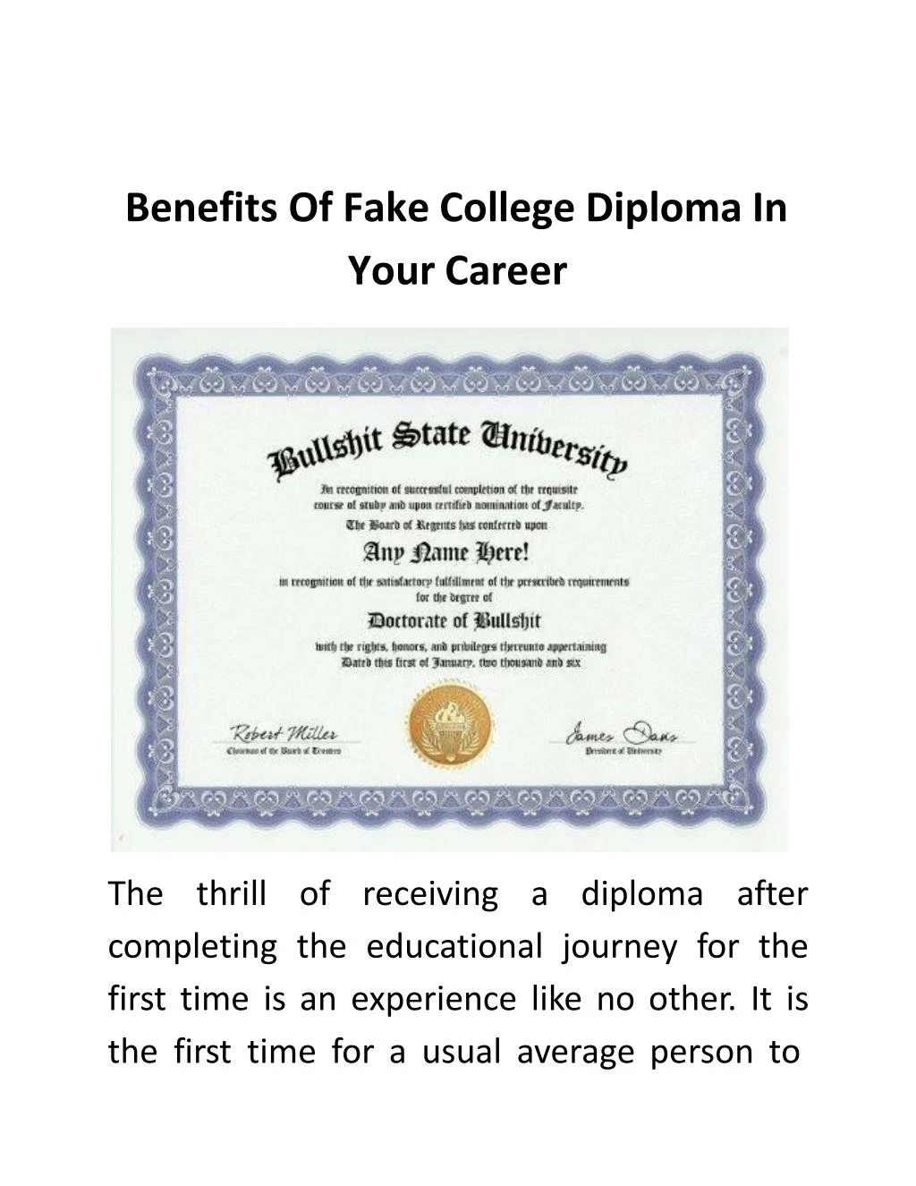 benefits of fake college diploma in your career