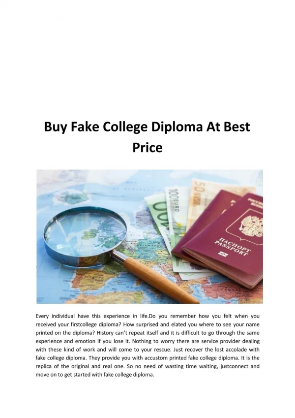 Buy Fake College Diploma At Best Price