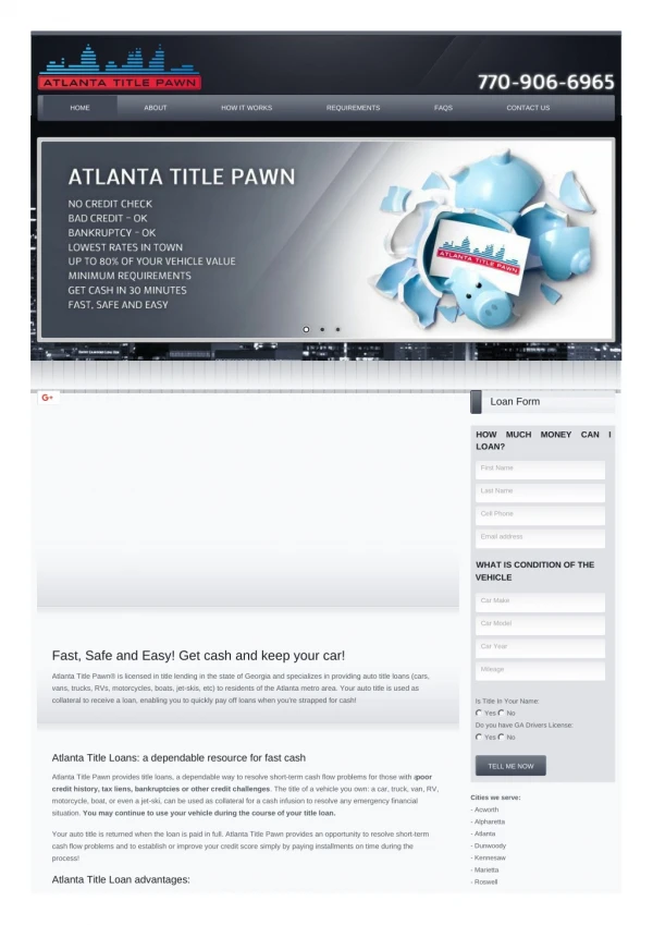 Title Loans in Atlanta &#8211; Atlanta Title Pawn