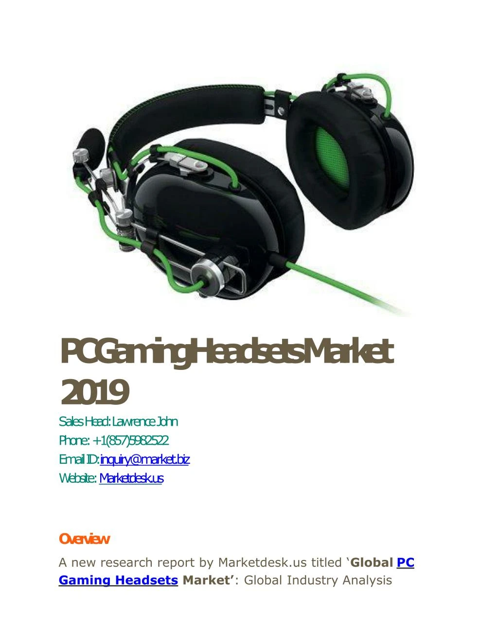 pc gaming headsets market 2019