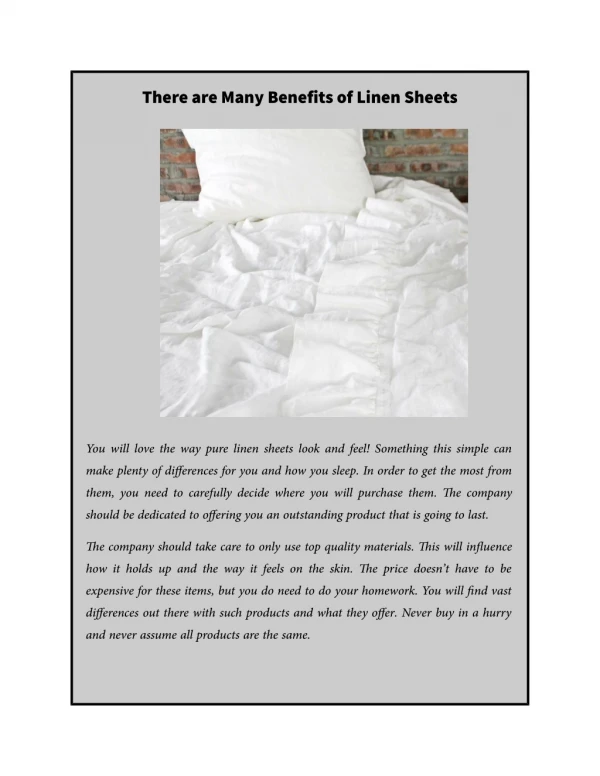 There are Many Benefits of Linen Sheets