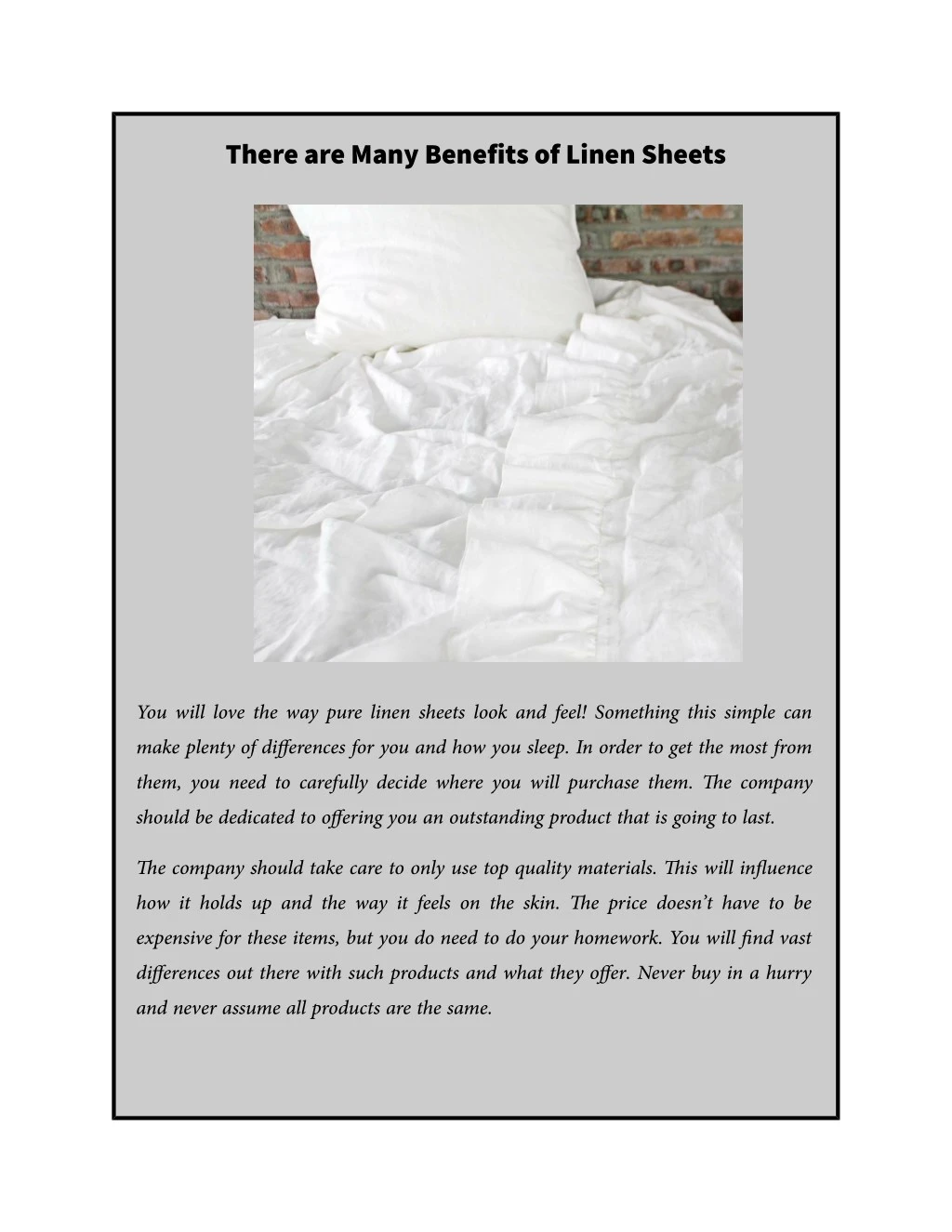 there are many benefits of linen sheets