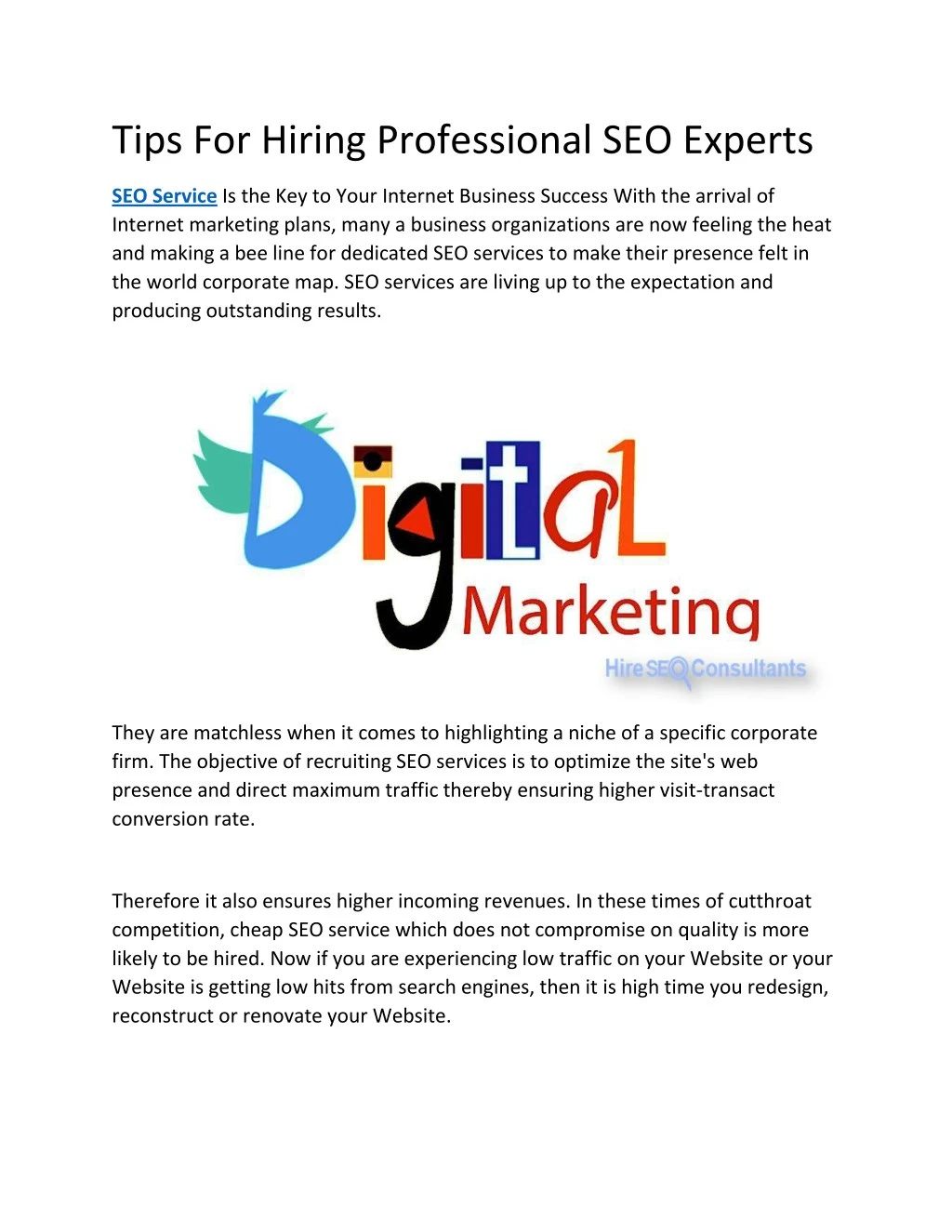 tips for hiring professional seo experts