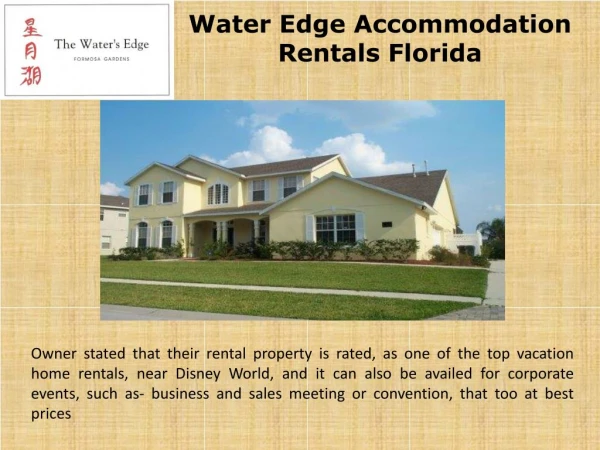 Water Edge Accommodation Rentals Florida