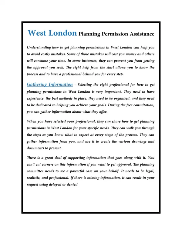 West London Planning Permission Assistance