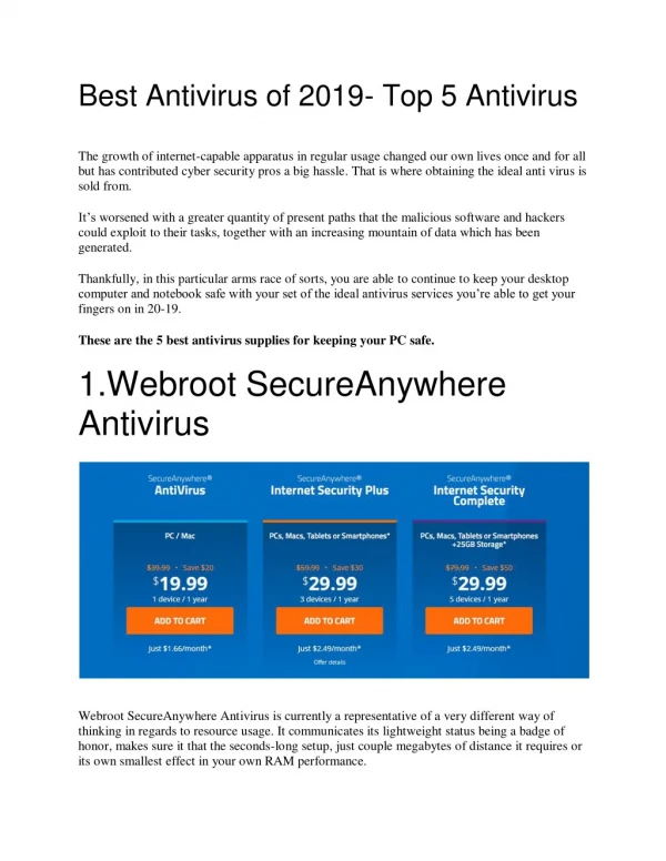 Best Antivirus of 2019- Top 5 Antivirus