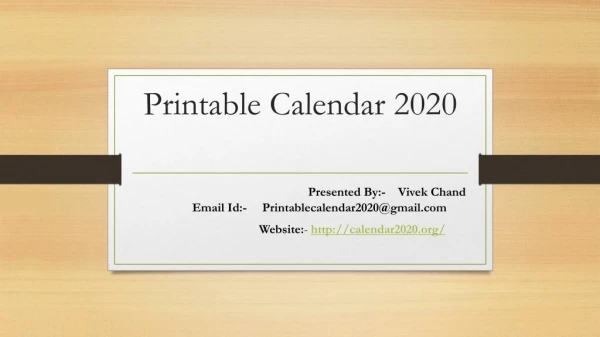 Free 2020 Calendar