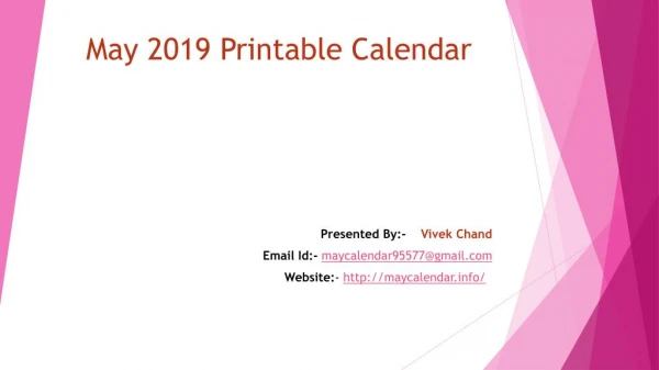 Calendar 2019 May
