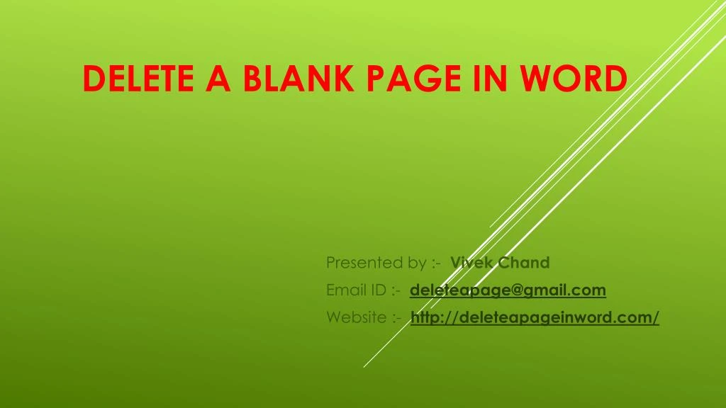 delete a blank page in word