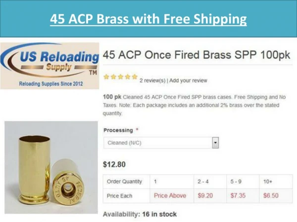 45 ACP Brass with Free Shipping