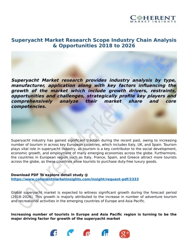 Superyacht Market Research Scope Industry Chain Analysis & Opportunities 2018 to 2026