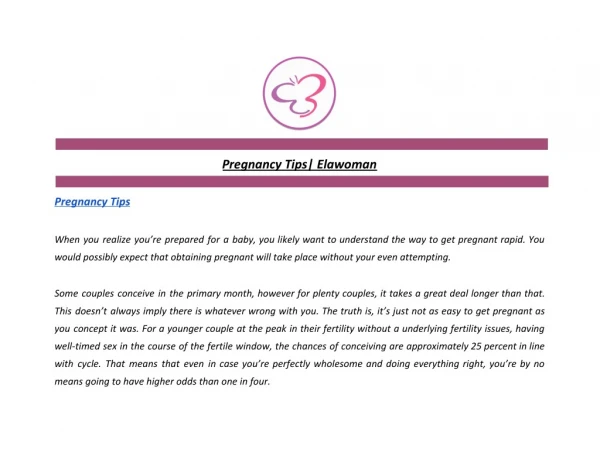 Pregnancy Tips| Elawoman