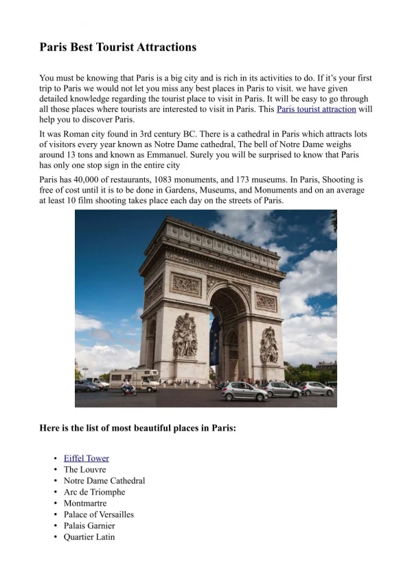 Paris Best Tourist Attractions