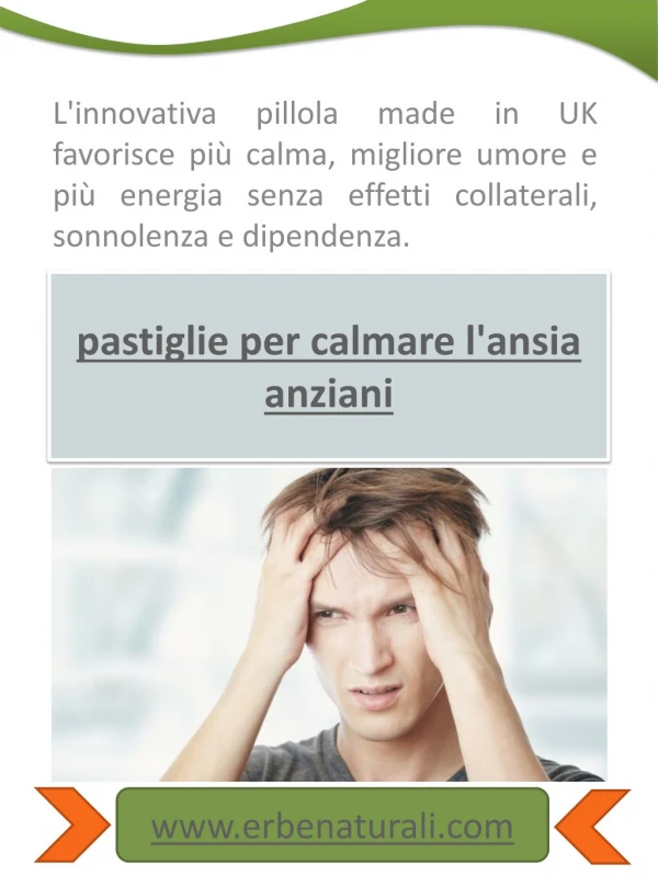 pastiglie per calmare l'ansia anziani