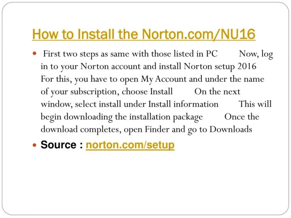 How to Install the Norton.com/NU16