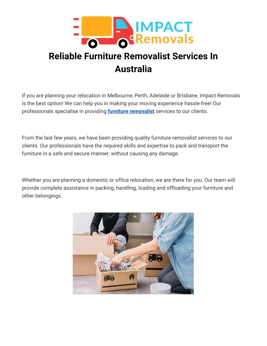 reliable furniture removalist services