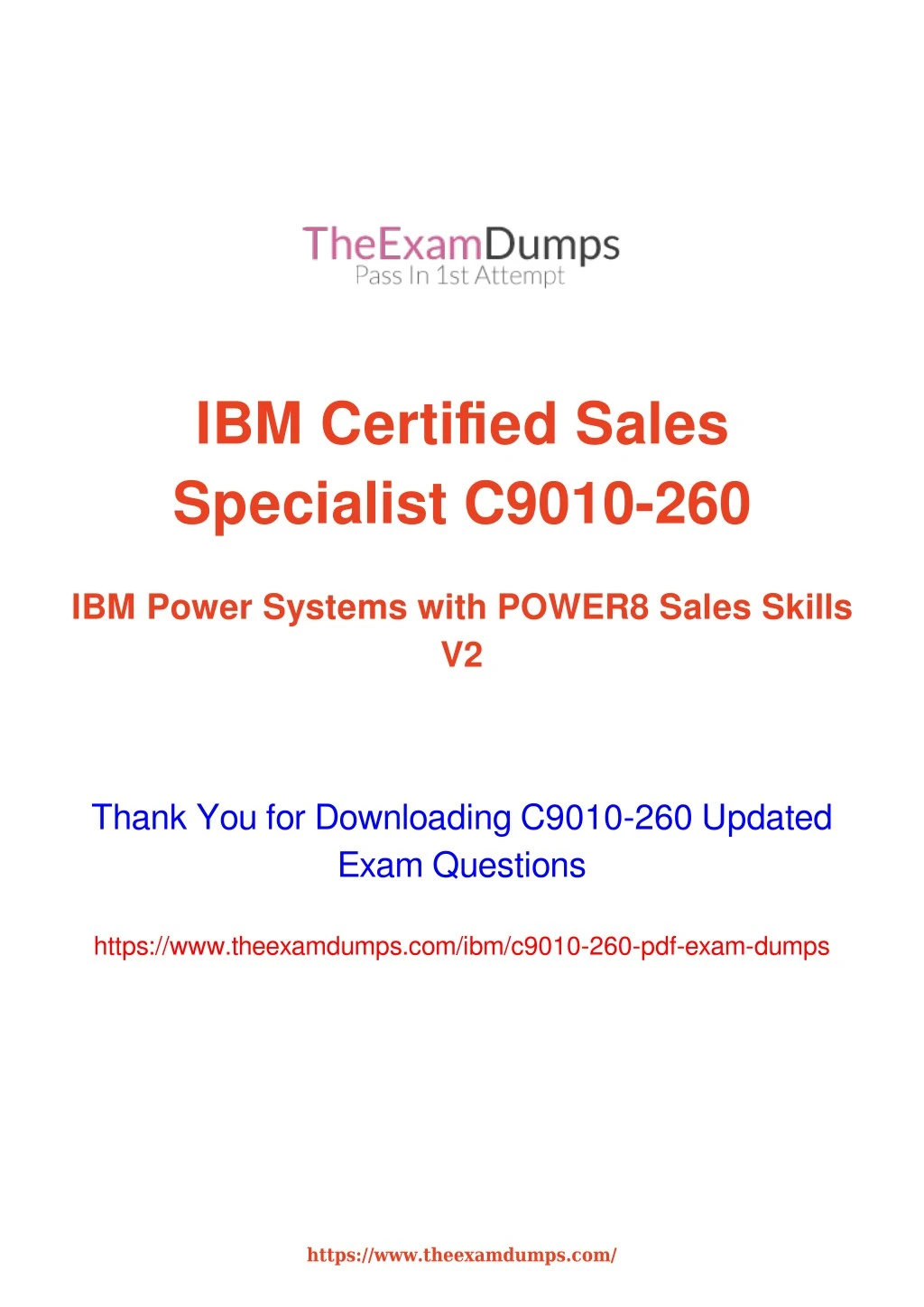 ibm certified sales specialist c9010 260