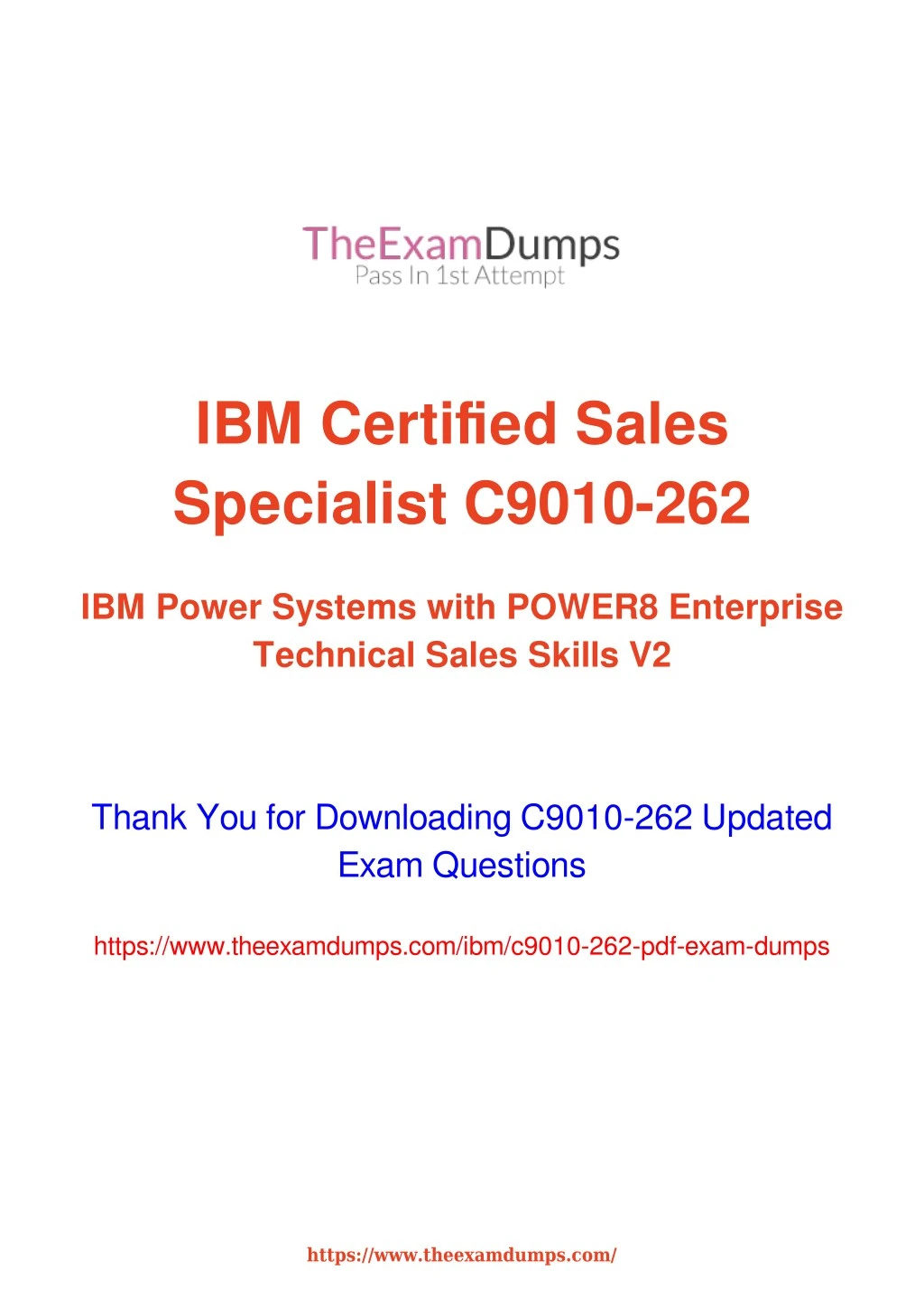 ibm certified sales specialist c9010 262
