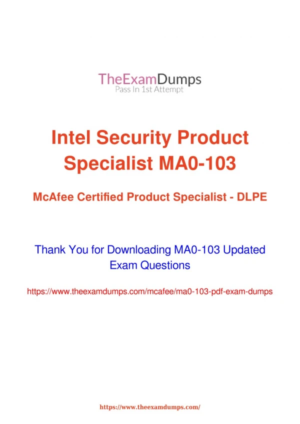 McAfee MA0-103 Data Loss Prevention Endpoint (DLPe) Practice Questions [2019 Updated]