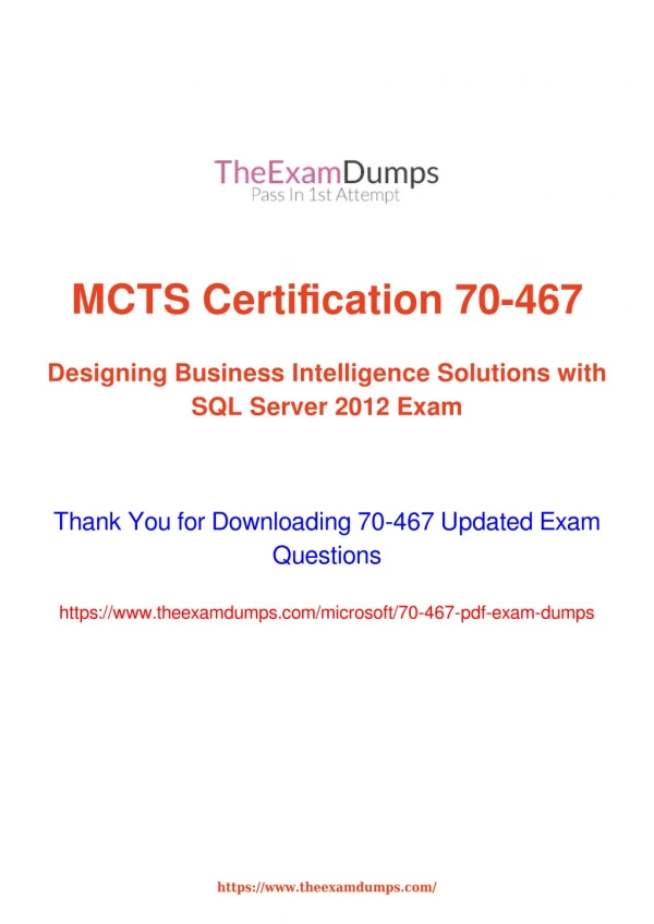 Microsoft MCP 70-467 Practice Questions [2019 Updated]