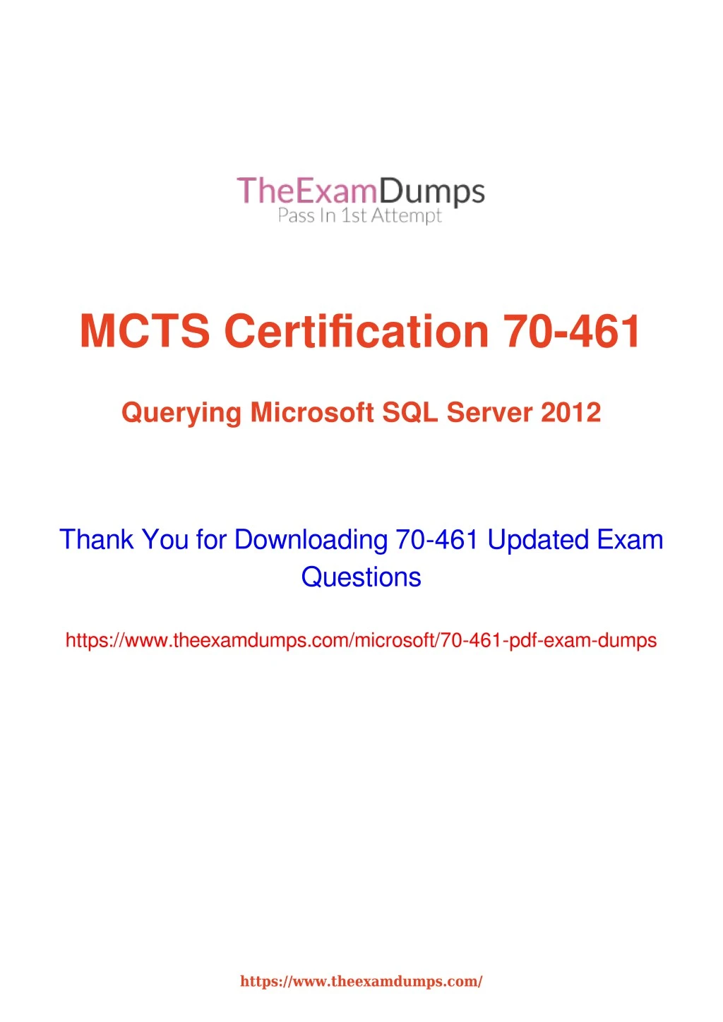 mcts certification 70 461