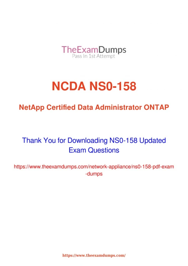 NetApp NCDA NS0-158 Practice Questions [2019 Updated]