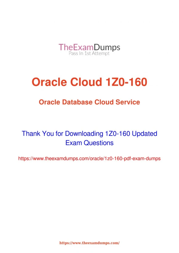Oracle 1Z0-160 Practice Questions [2019 Updated]