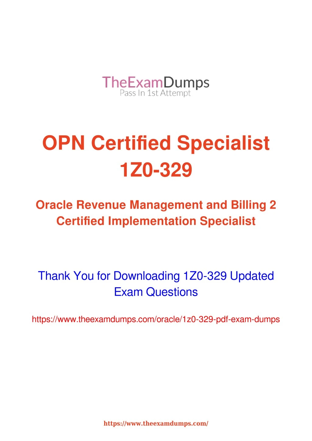opn certified specialist 1z0 329