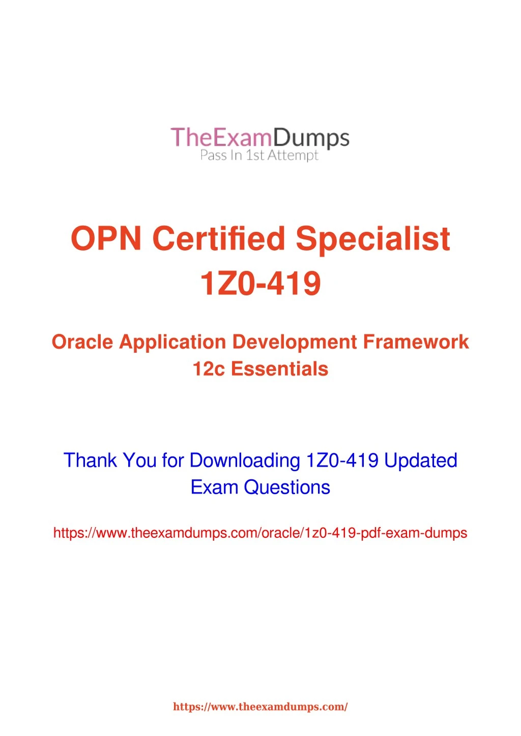 opn certified specialist 1z0 419