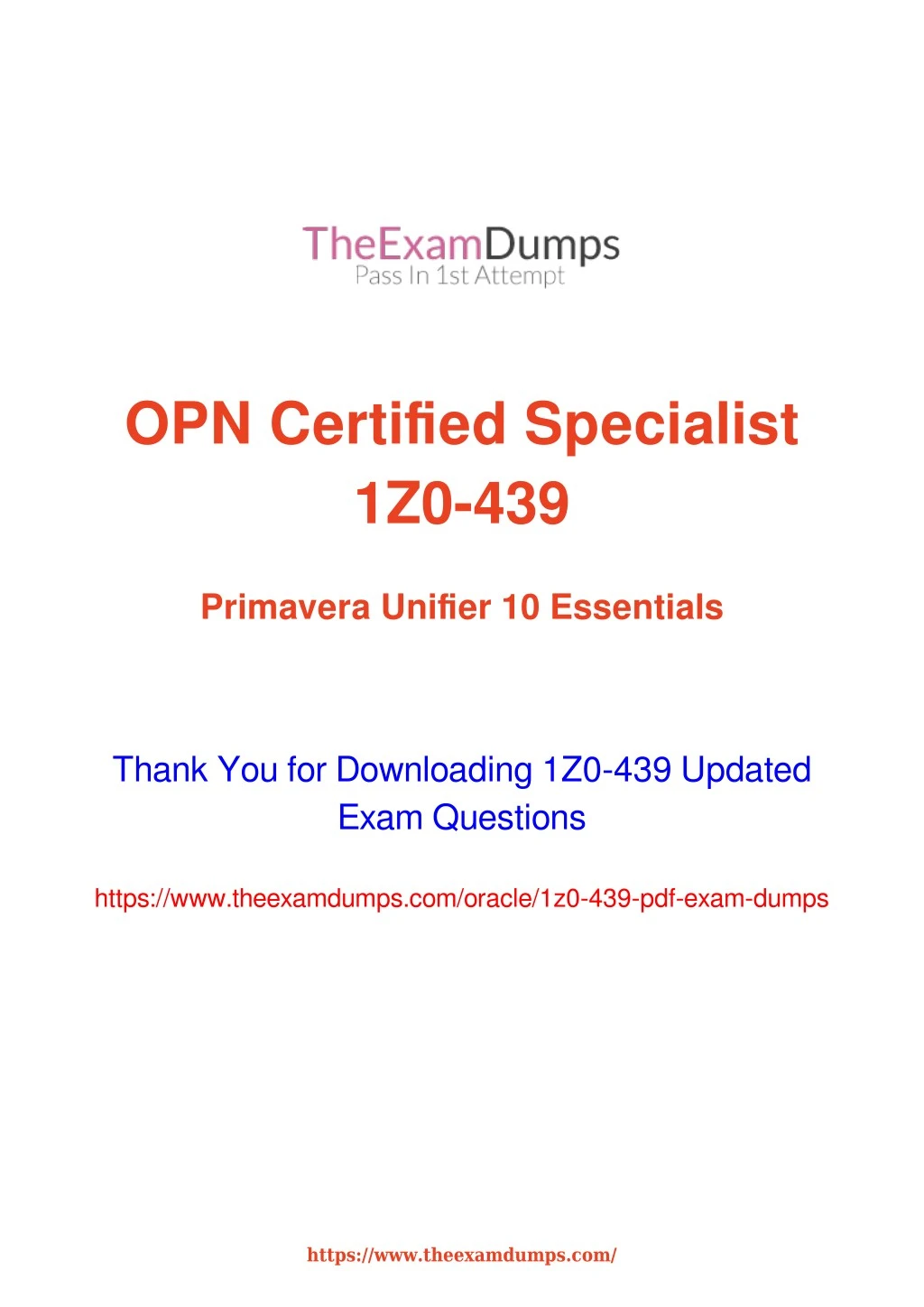 opn certified specialist 1z0 439