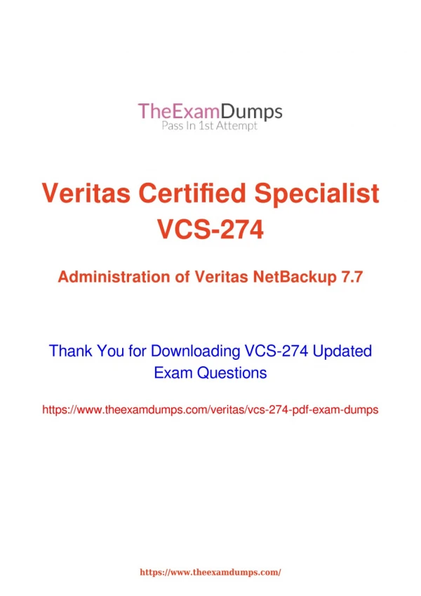Veritas VCS-274 Practice Questions [2019 Updated]
