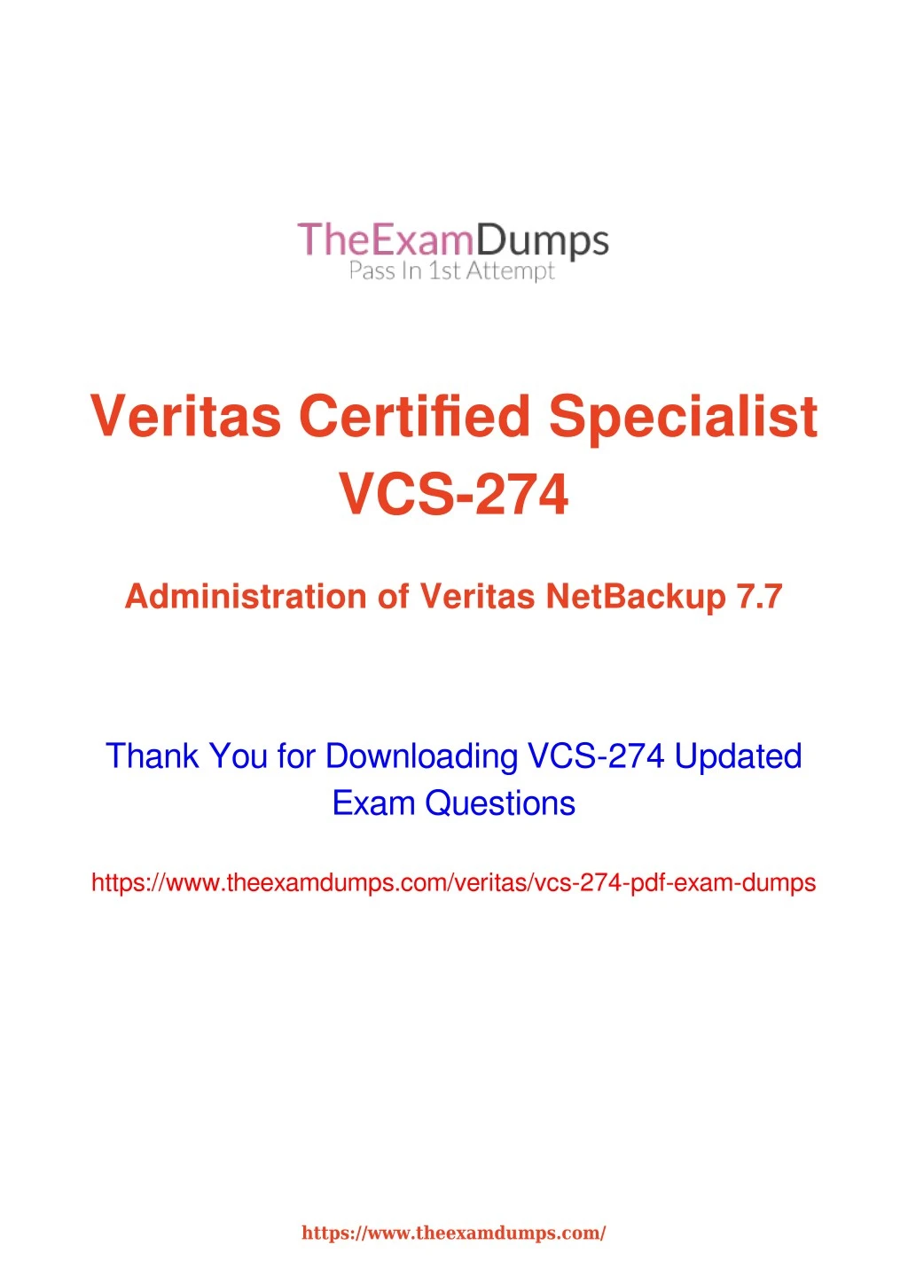 veritas certified specialist vcs 274