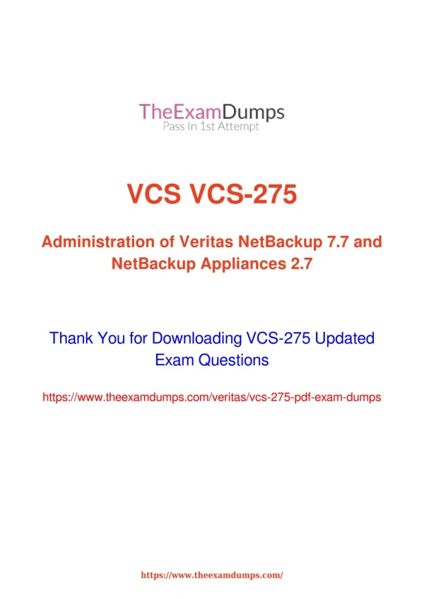 Veritas VCS-275 VCS Practice Questions [2019 Updated]