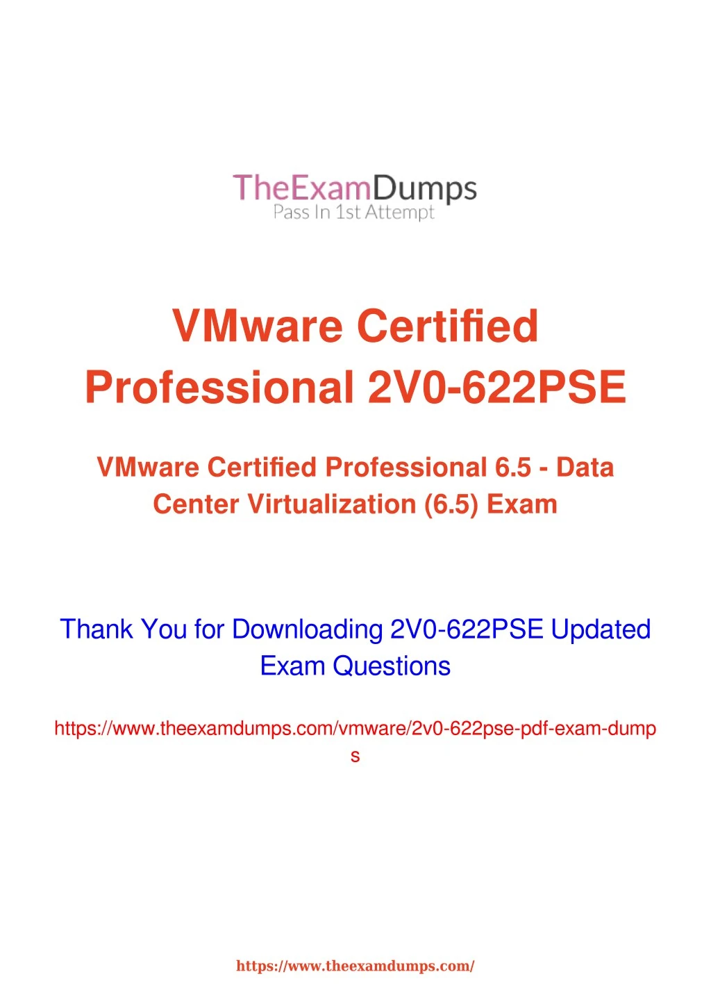 vmware certified professional 2v0 622pse
