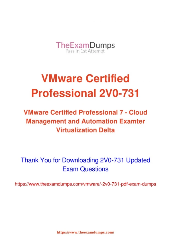 VMware VCP7-CMA 2V0-731 VCP7-CMA Practice Questions [2019 Updated]
