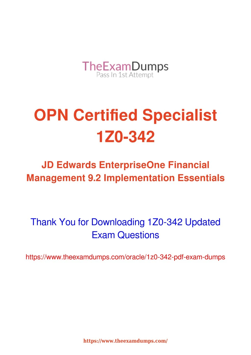 opn certified specialist 1z0 342
