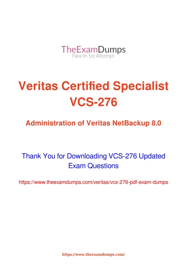 Veritas VCS-276 Practice Questions [2019 Updated]