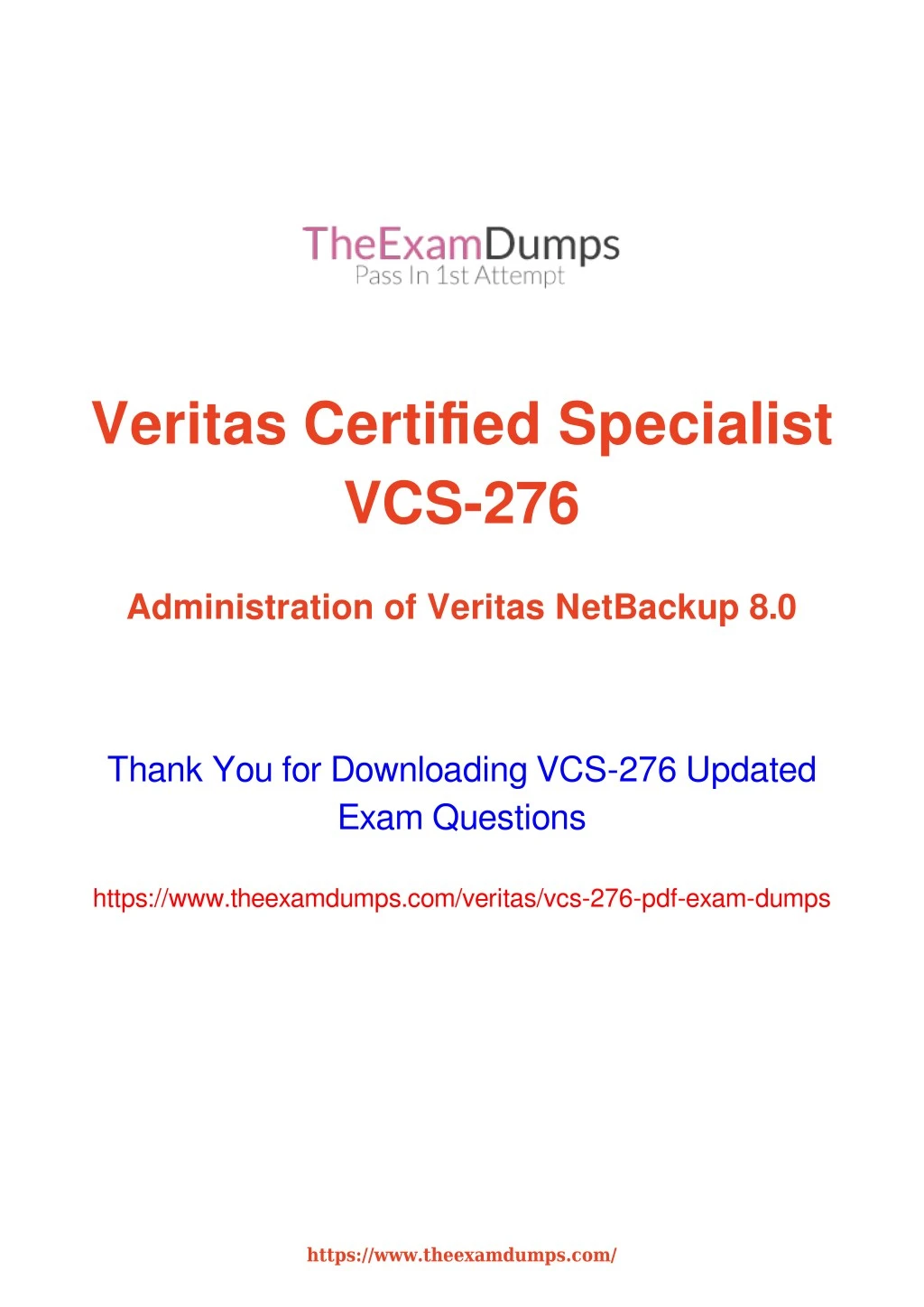 veritas certified specialist vcs 276
