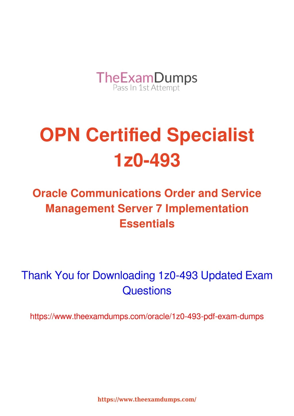 opn certified specialist 1z0 493