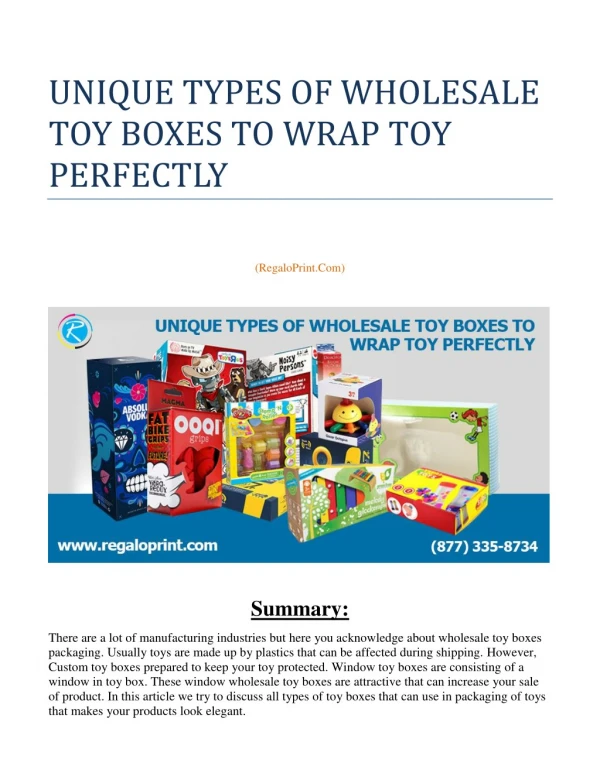 UNIQUE TYPES OF WHOLESALE TOY BOXES TO WRAP TOY PERFECTLY